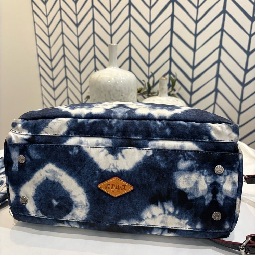 MZ Wallace Blue Tie-Dye Satchel/Crossbody/Handheld bag and Pouch Set w/dust Bag - Picture 2 of 12